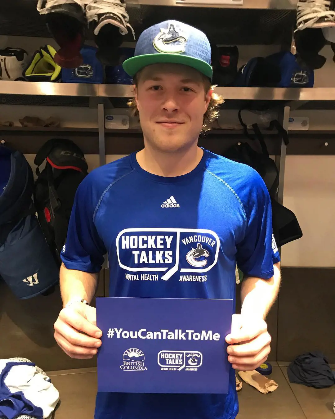 Canucks' right-wing Brock Boeser mostly wears Adidas clothing during his play and media appearances.