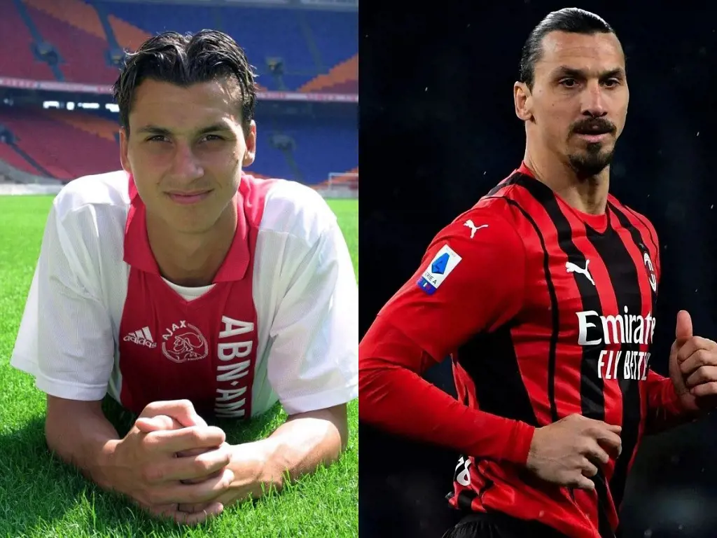 Zlatan Ibrahimovic on his Ajax debut in 2001 and him playing for AC Milan in 2022