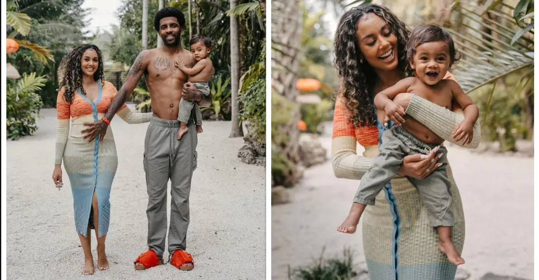 Kyrie and Marlene holding Kaire in a rare August 2022 group photo.