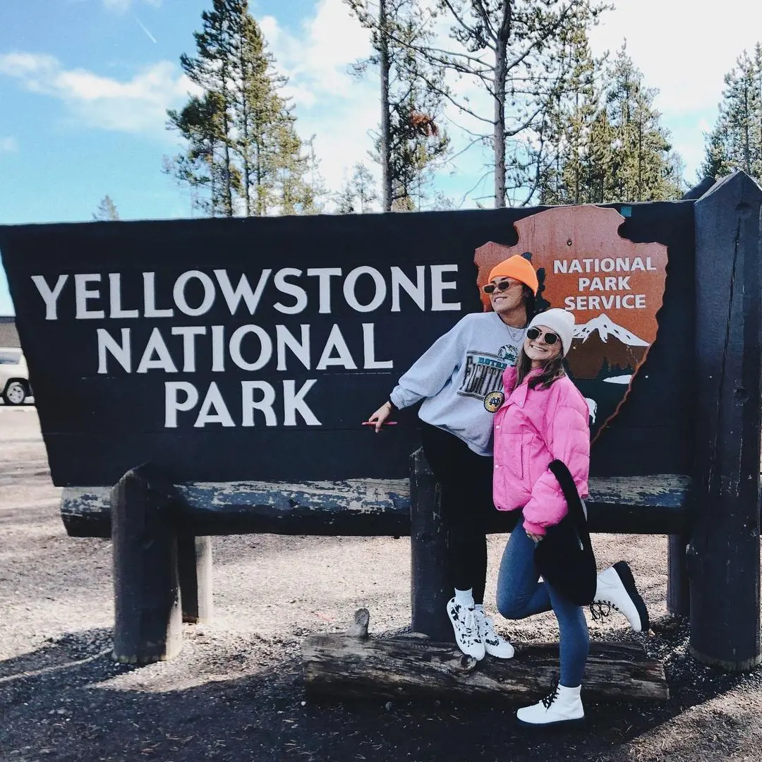 Montana spending her time with her friend Beth Crane at Yellowstone national park. 
