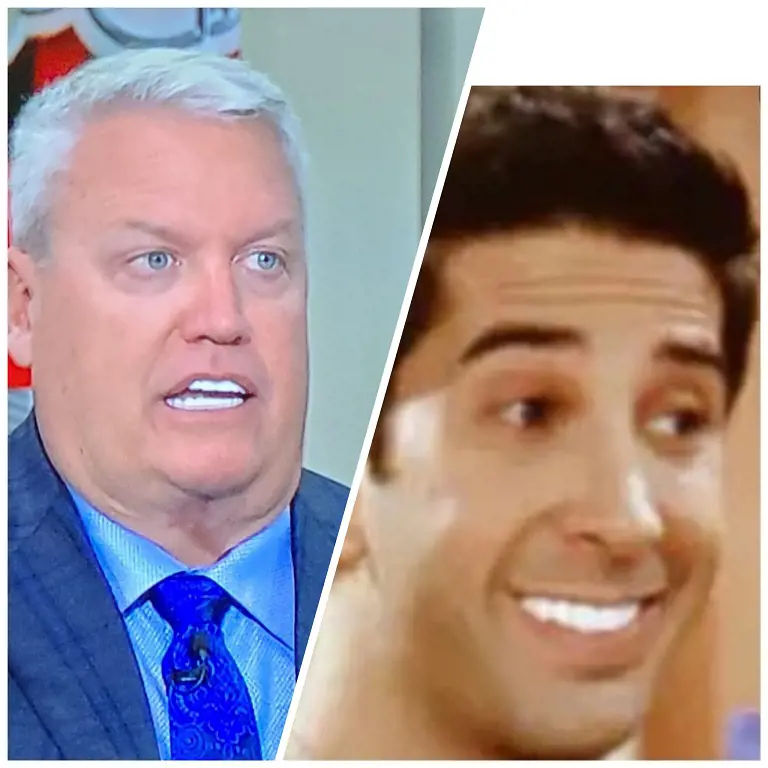 Twitter users made memes displaying Rex's bright teeth during the NFL countdown.