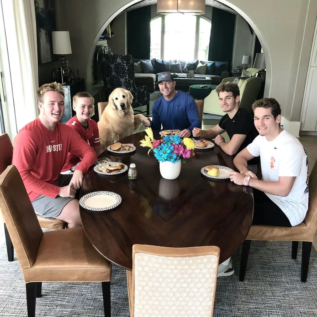 Herbstreit with her four boys at breakfast table in April 2021