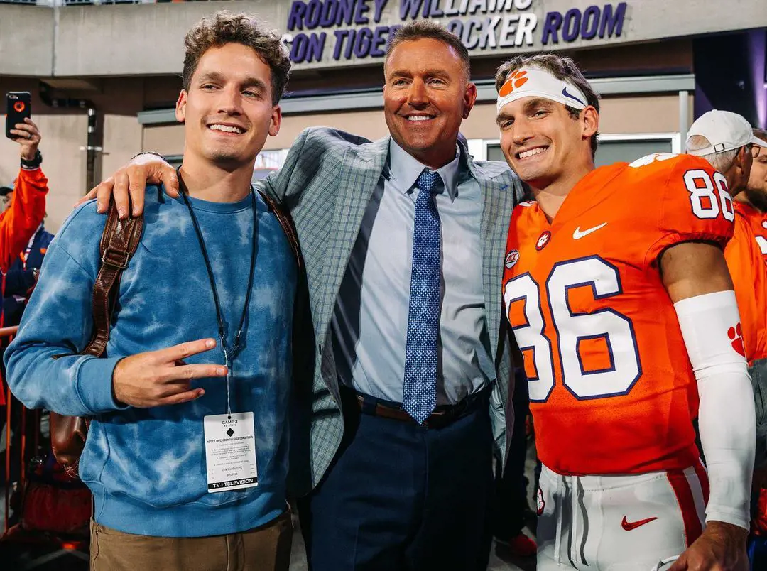 Herbstreit with his twins Jake and Tye Herbstreit in October 2022