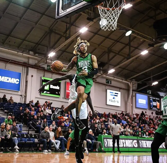 The Boston Celtics point guard JD Davison at Portland Expo on November 2022.