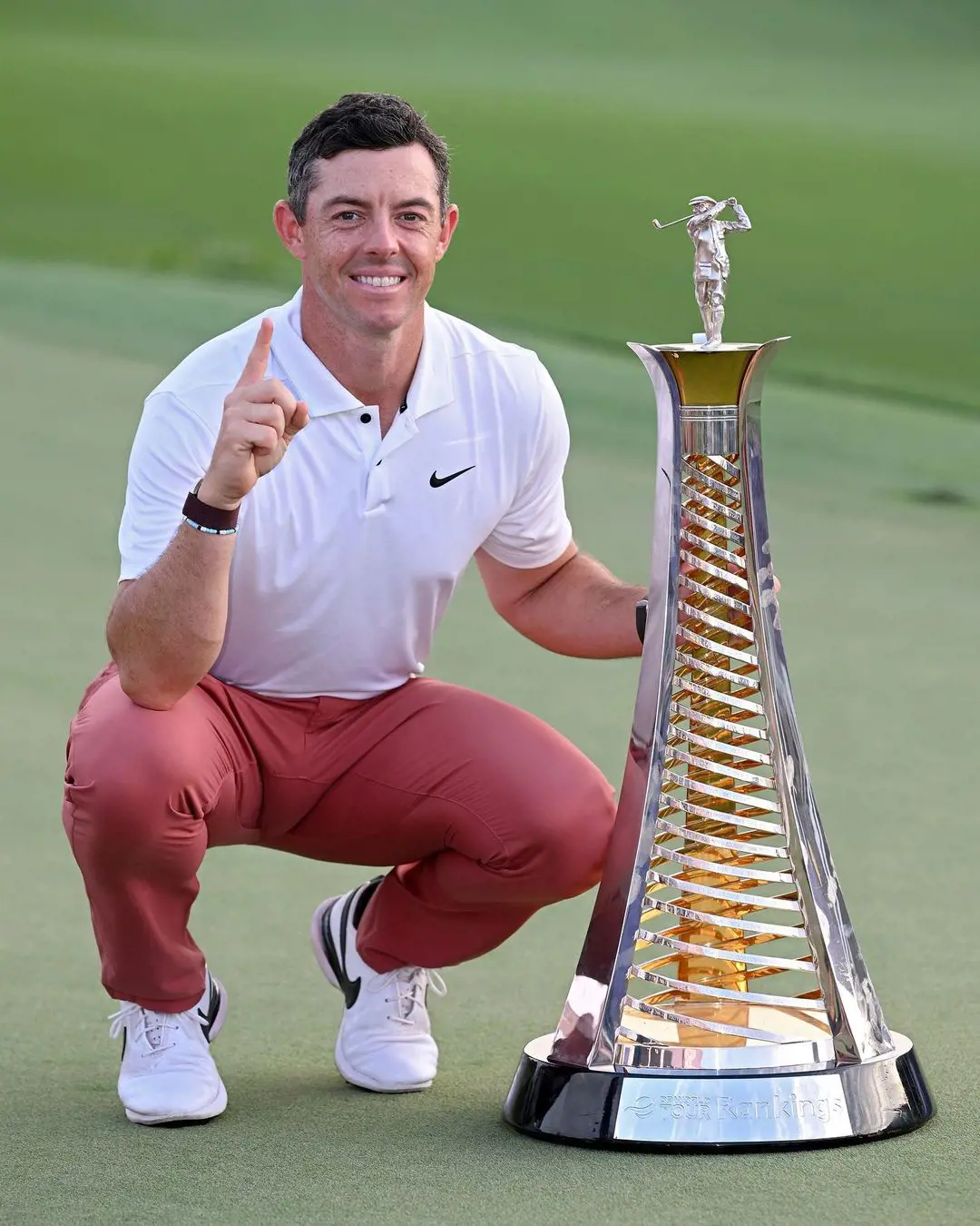 Rory Mcilroy with the trophy won at the DP World Tour Championship in November 2022