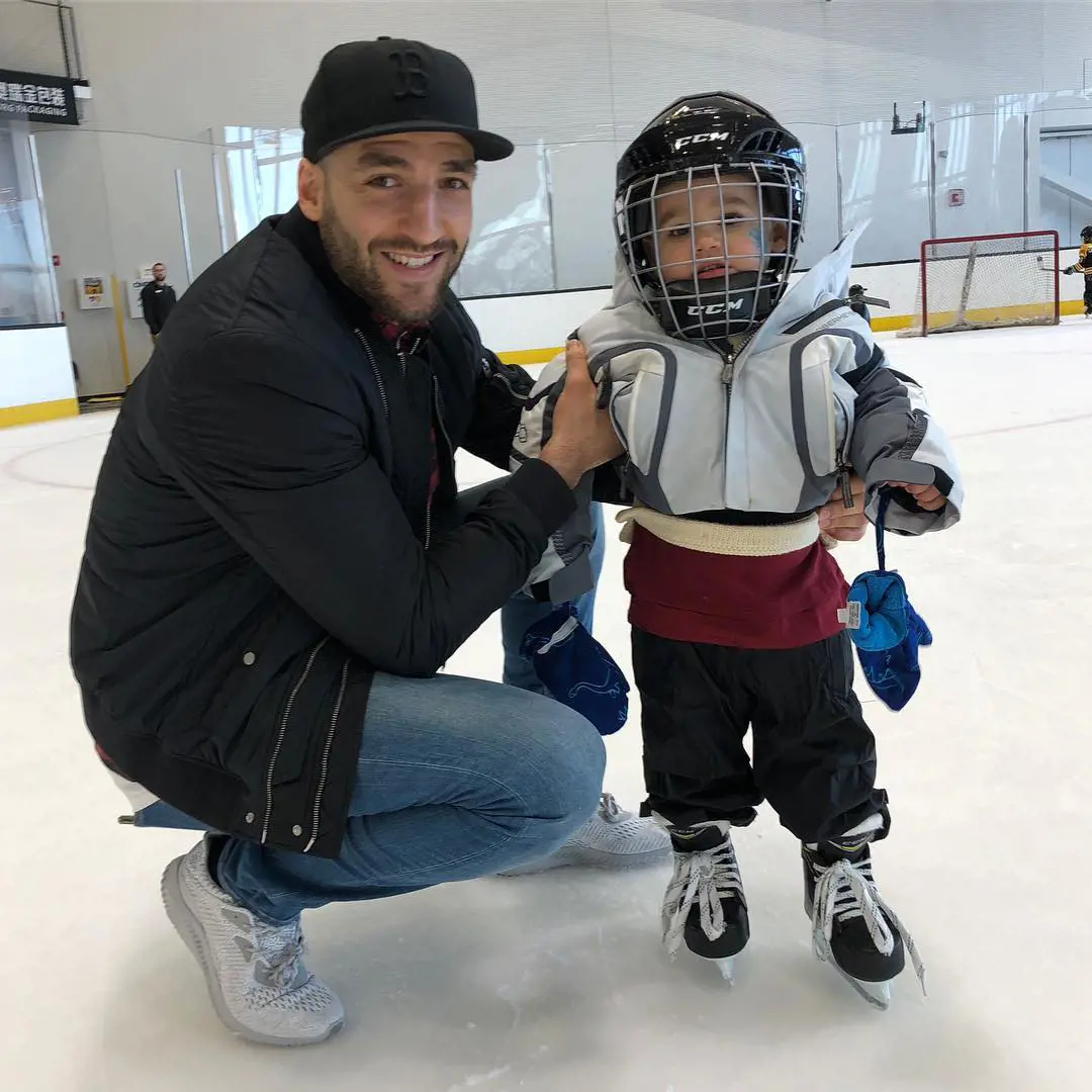 Patrice and his son Zack spending time at Warrior Ice Arena in 2017.