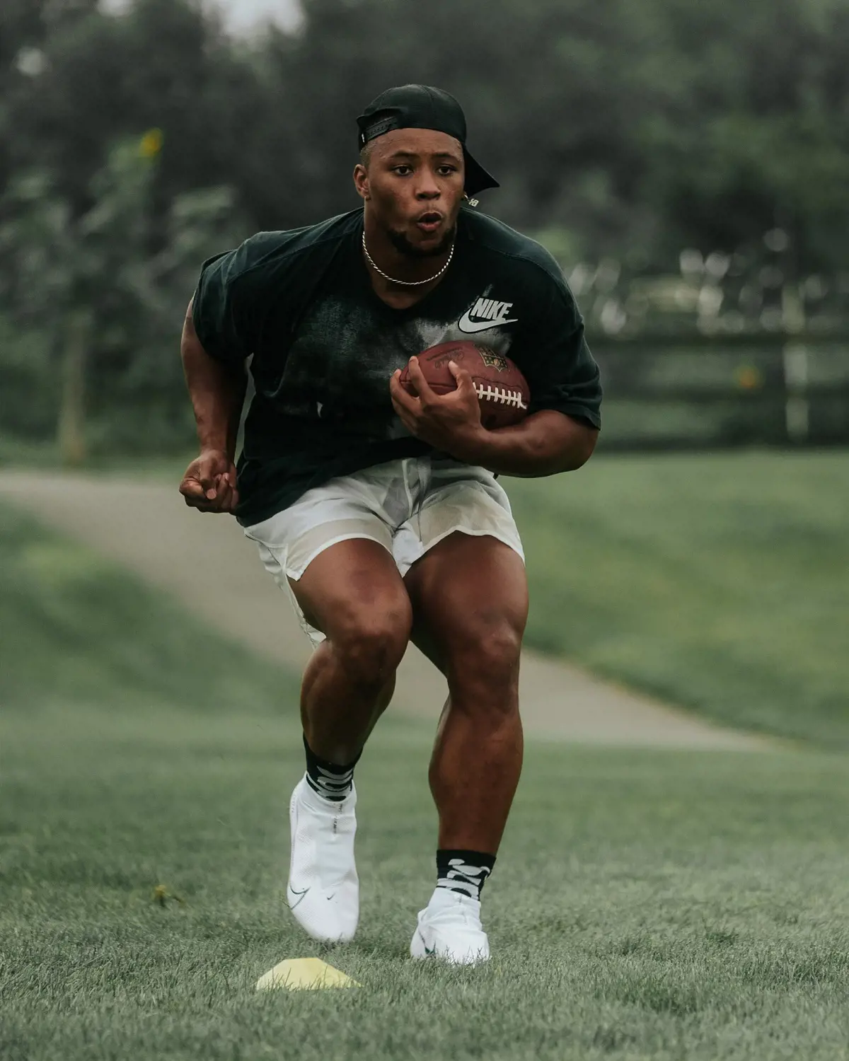 Saquon works out even during the offseason to maintain his vigour.