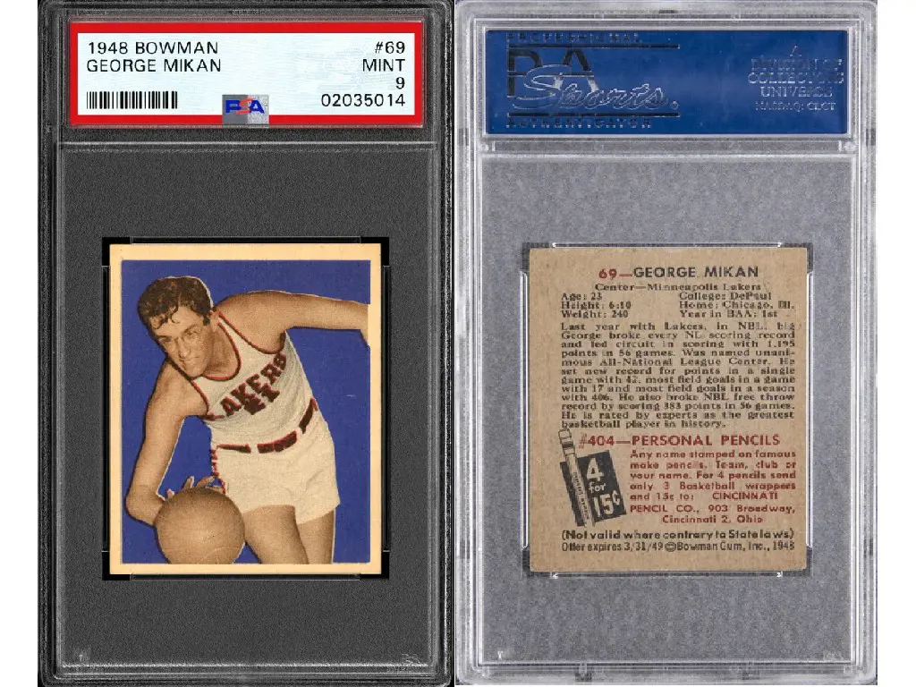 The 1948 Bowman #69 George Mikan treasured rookie card