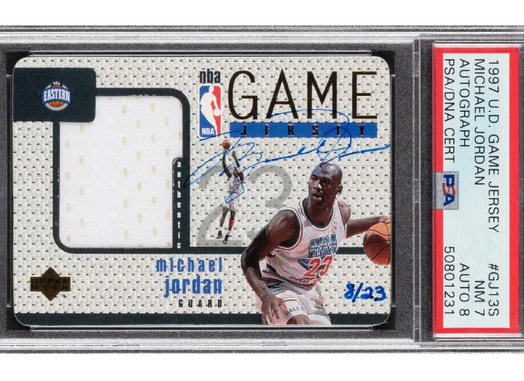 The 1997 Upper Deck Game Jersey card that Jordan wore in the 1992 NBA All-Star Game