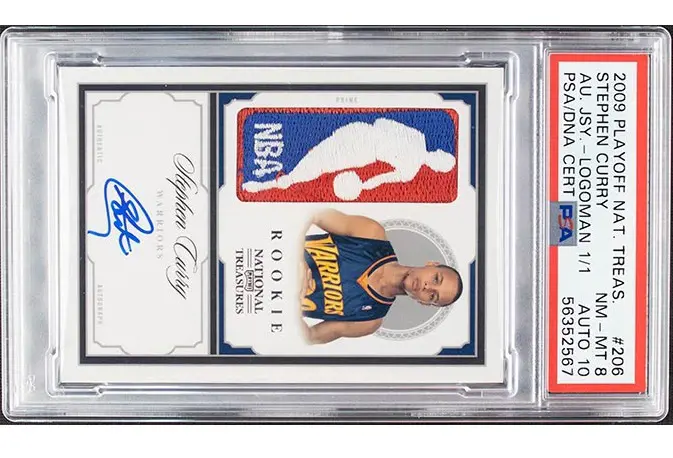 The 2009-10 Playoff National Treasures Rookie Logoman Autograph Stephen Curry