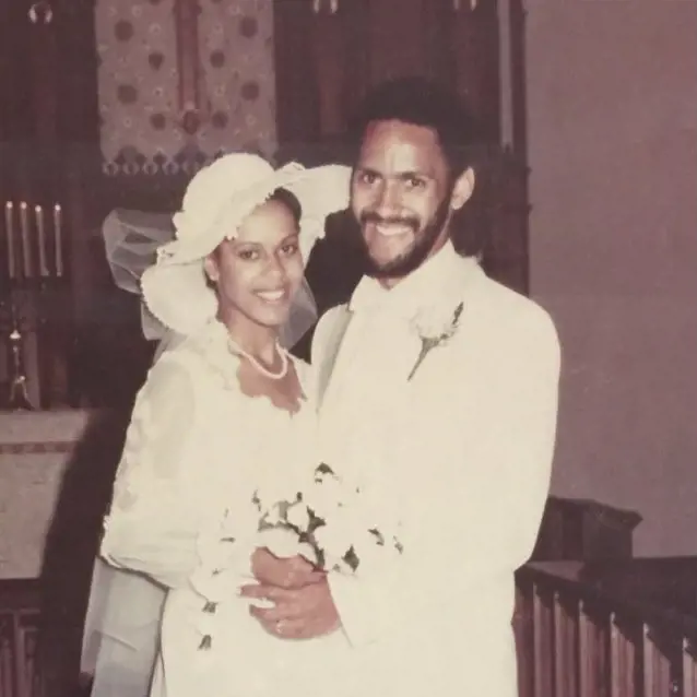 Dungy and his partner Lauren during their wedding ceremony in 1982