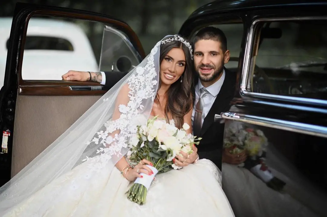 Mitrovic with his stunning lady Kristina on a garden in June 2019