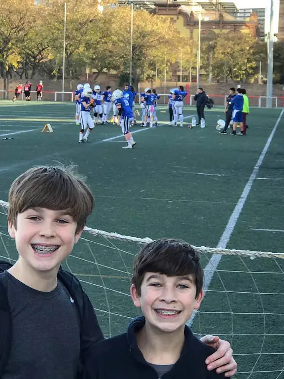 Schaefer(left) and Carson(right) watching football in Barcelona, Spain on January 21, 2018. 