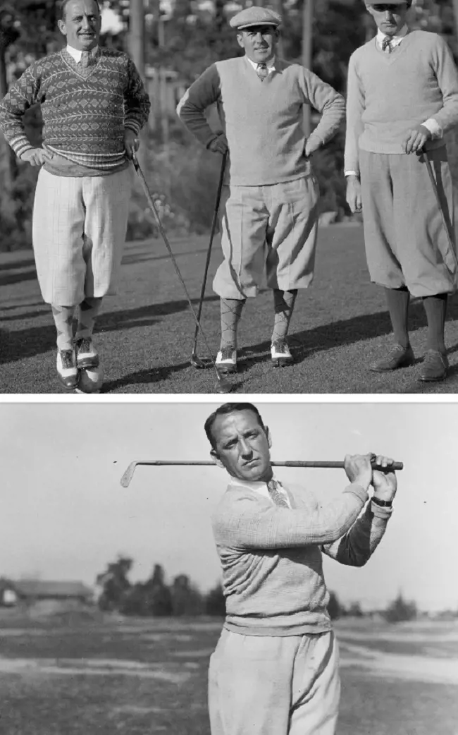 Cruickshank (left in the upper photo) with Johnny Golden and Tommy Armour.