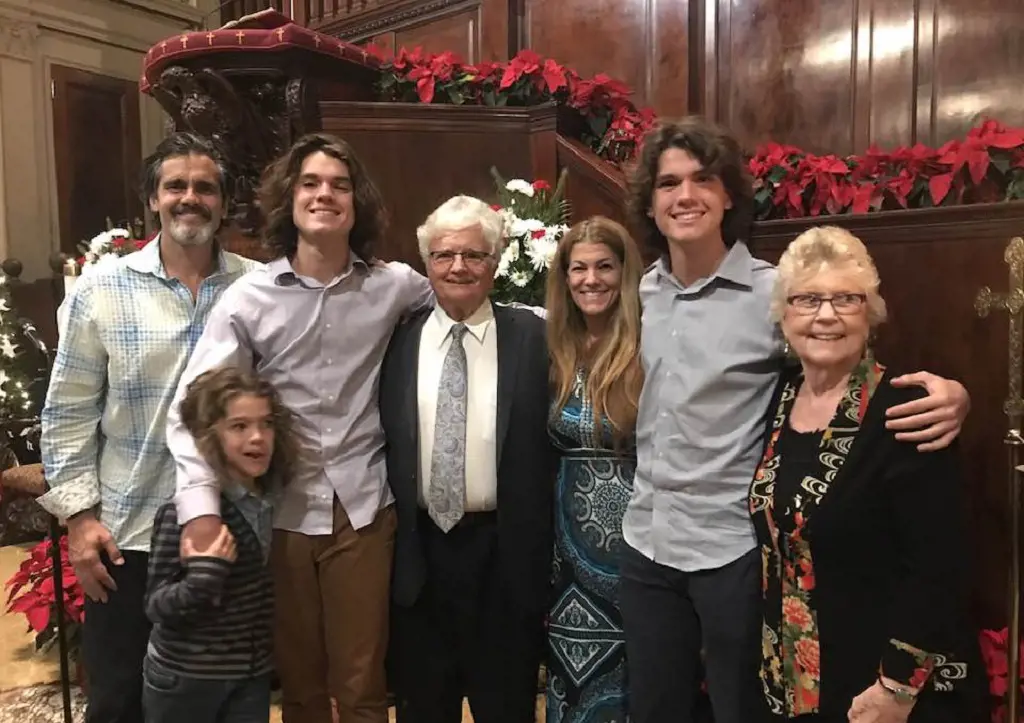 Chip and Susan with the Caray brood as they attend a dinner party