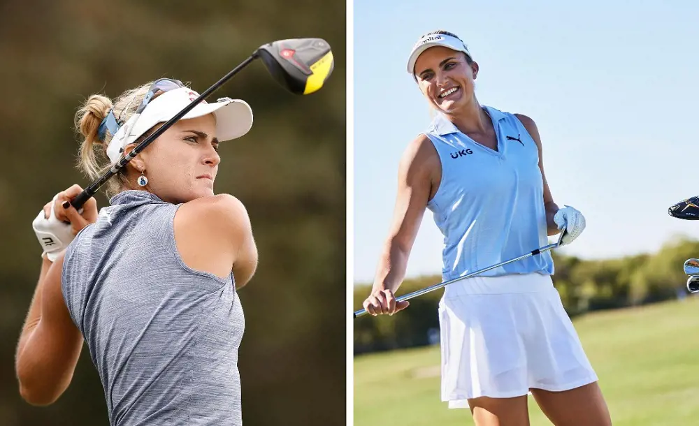 Lexi seen with her Puma shirt and Cobra club in 2020 (left) and 2022 (right).