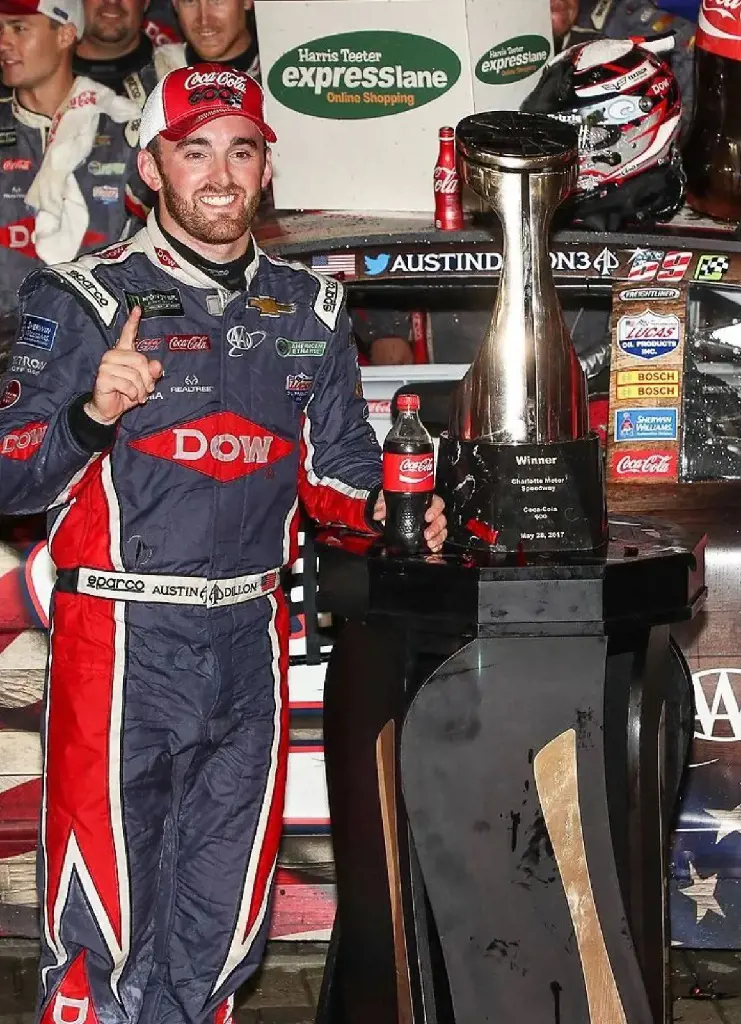 Dillon relish his first cup win during the Coca-Cola 600 in May 2017
