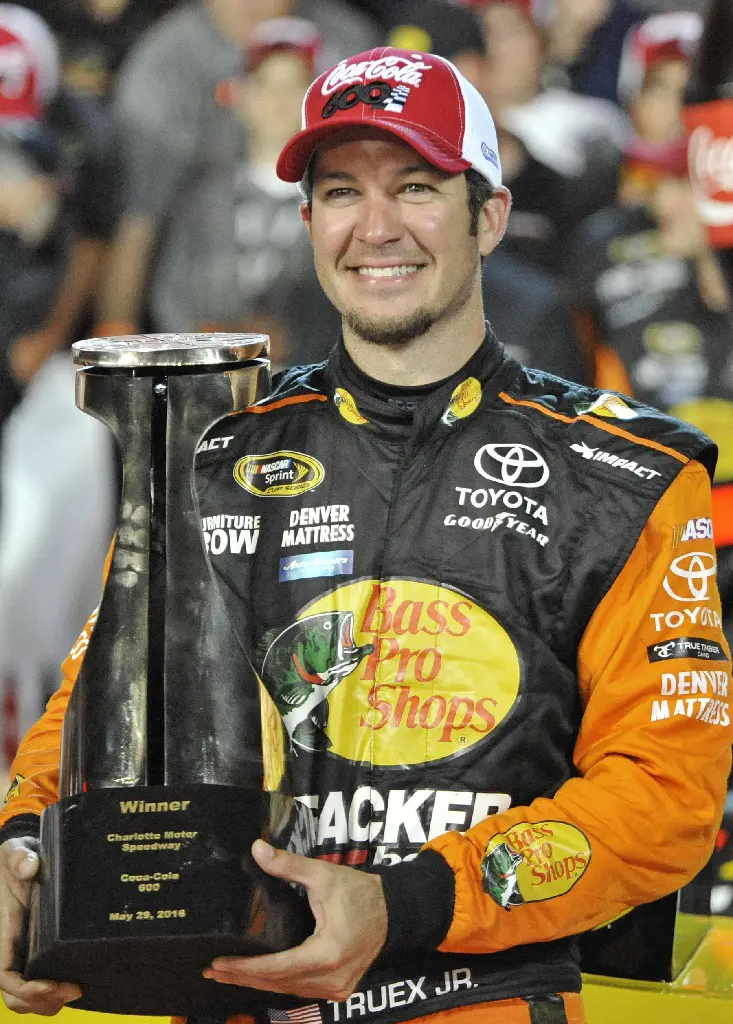 Martin poses with the trophy at Concord, North Carolina on May 29, 2016.