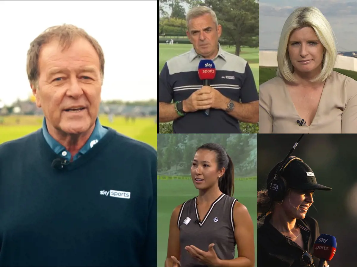 A photo collage of some Sky Sports Golf Commentators who are poised to provide their observations and experience on the sport