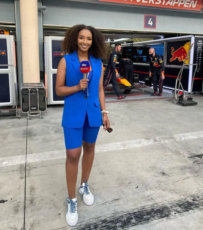 Naomi at Bahrain International Circuit for her first season as Sky Sports F1 analyst on 21 March 2022.