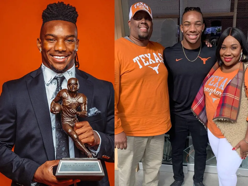 (Right) Lamont, Bijan and LaMore pictured during his committment to the University of Texas December 2019
