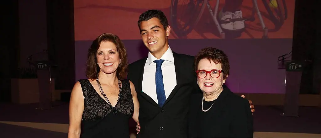 Kathy and Taylor Fritz with Billy Jean King (right) during the tenth day of the 2016 ITF World Champions Dinner in Paris. (Photo by Clive Brunskill)