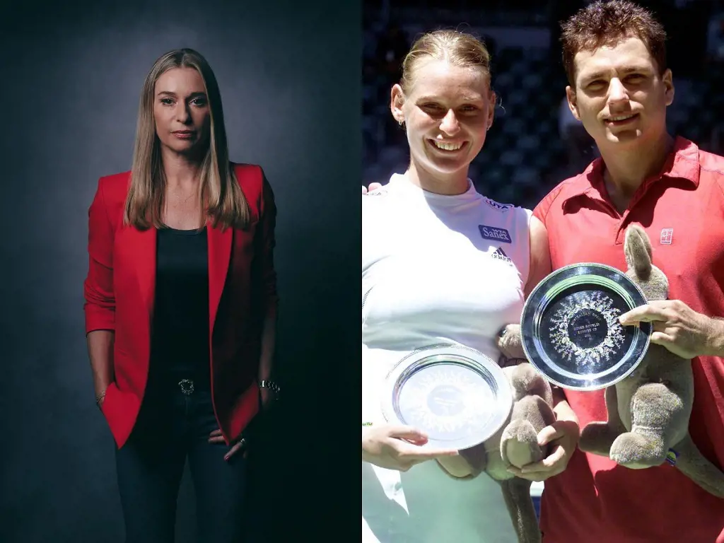 Barbara current picture in the left and with her spouse Joshua in 2001 Australian Open in the right picture.