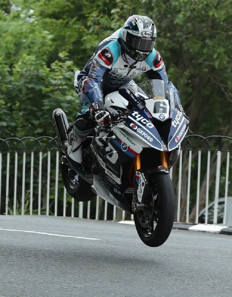 Michael Dunlop in the air during the 2019 TT event