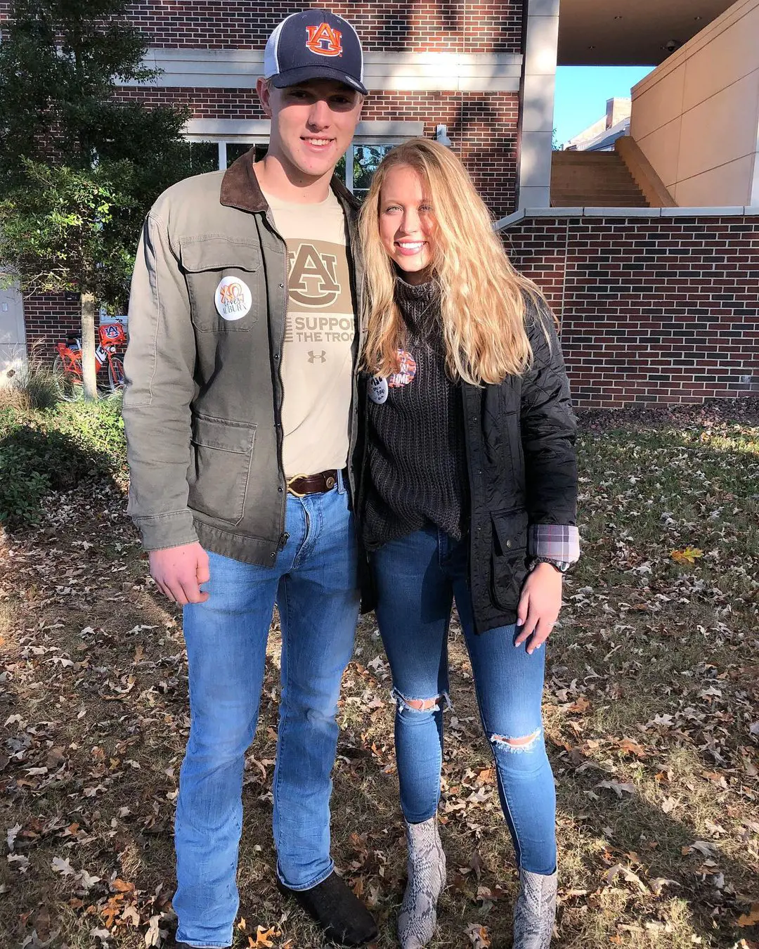 Henderson clicks a photo with Katherine before going to a football game in 2019.