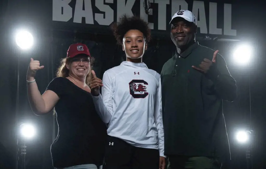 Brea with Kevin and Nicole as she committed to play for South Carolina Gamecocks. 