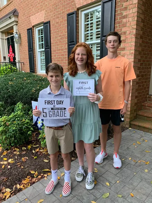 From right, Logan, Porter and Chase during their first week of school in September 2019