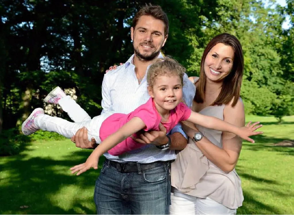 Wawrinka with his former wife, Ilham Vuilloud and only child, Alexia, during a magazine shoot