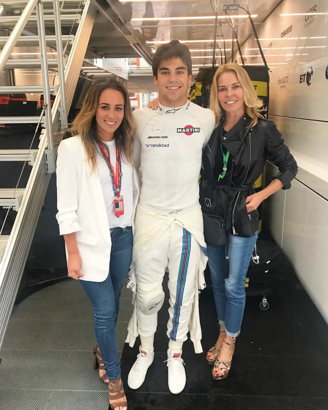 Claire with her daughter and racer son in Italian Grand Prix 2018.
