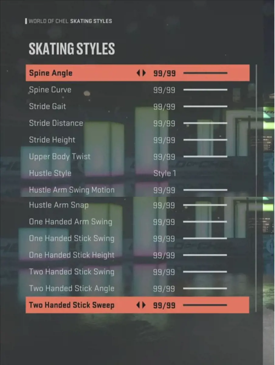 Image of best styles for skating in the game.