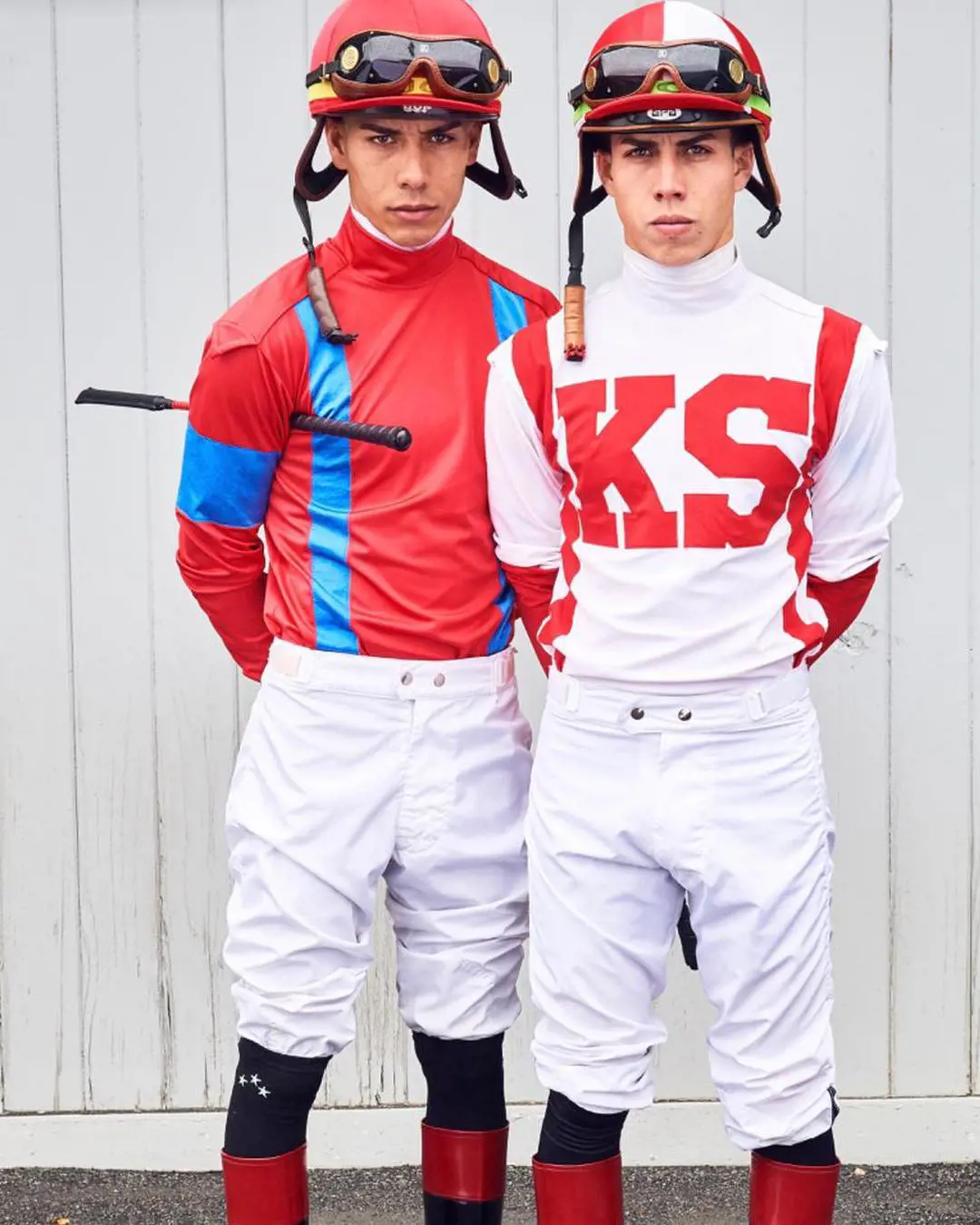Jose and Irad during 2018 wearing jockey dress as they were ready to ride. 